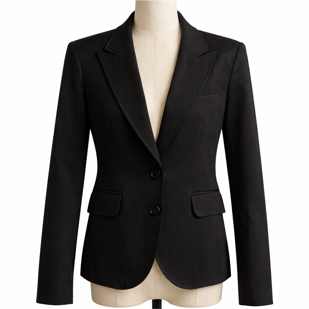Teenflo Classic Black Wool Blend 2 button Tailored Blazer